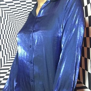 Blue button down top